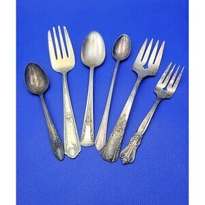 6pcs Mix Lot individual Misc Brands All Vintage Silverplate Flatware
